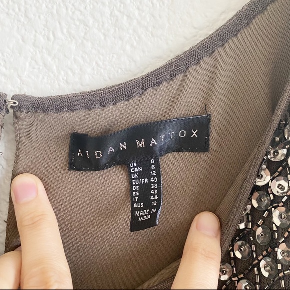 Aidan Mattox Sequin Beaded Sheath Cocktail Evening Wedding New Years Dress - Picture 7 of 14